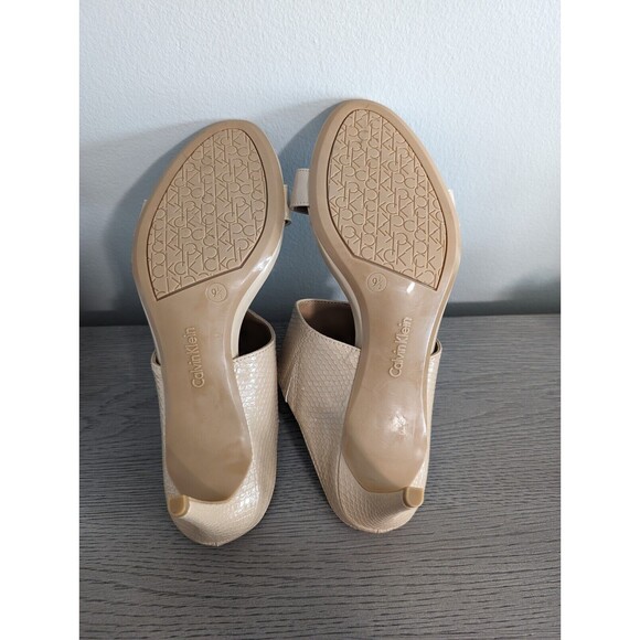 CALVIN KLEIN NEW Women Lorinda Snakeskin Embossed Heel Tan Size 9.5 - Picture 7 of 8